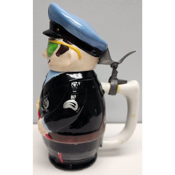 M.S.R. Imports Policeman Mug, Ceramic, Pewter Lid, Hand Painted, 8.25" Vintage - Picture 5 of 16